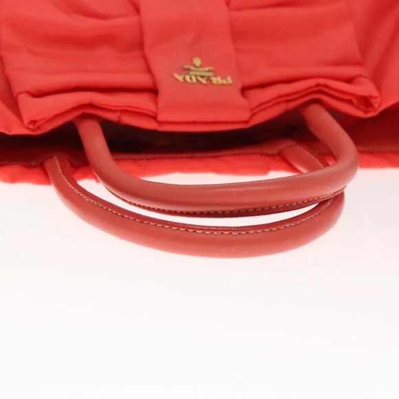 PRADA Hand Bag Nylon Orenge Sunset Gold Auth 94395 - Picture 8 of 14